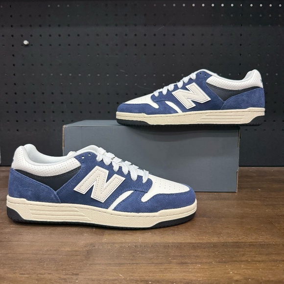 New W/ Box! Men's New Balance 480 Navy Blue White Classic Sneakers Size 9.5
